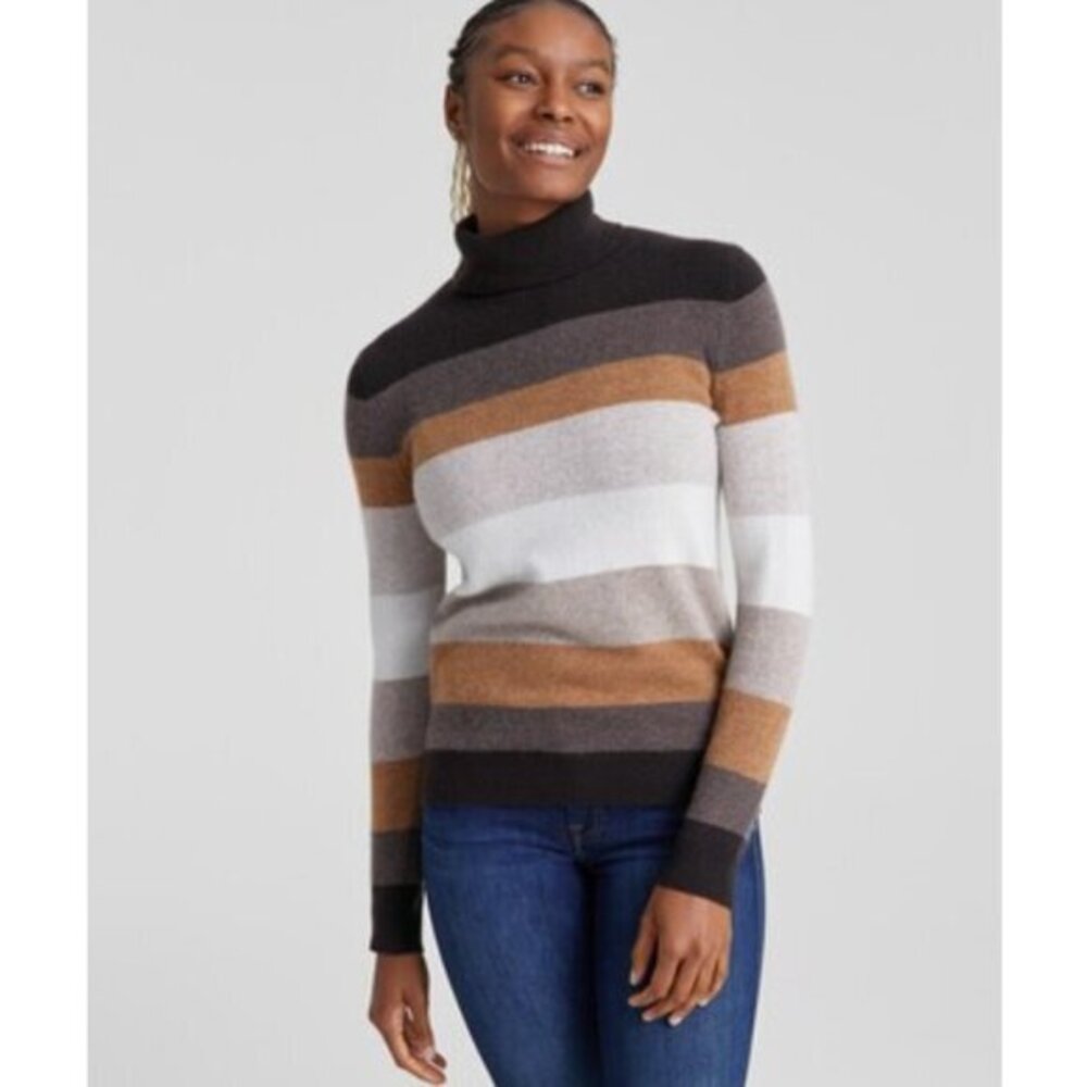 Charter Club Cashmere Striped Turtleneck Pullover Sweater Size Small - Picture 1 of 8